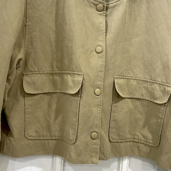 H&M Linen Blend Boxy Fit Snap Front Bomber Jacket in Beige - Small - Picture 4 of 10